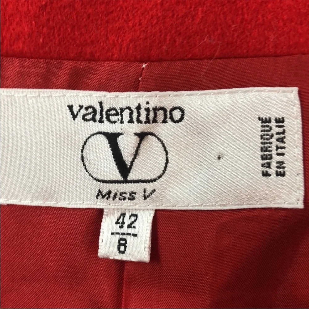 Valentino Red Round-Neck Button-Front Long Jacket - Picture 2 of 10